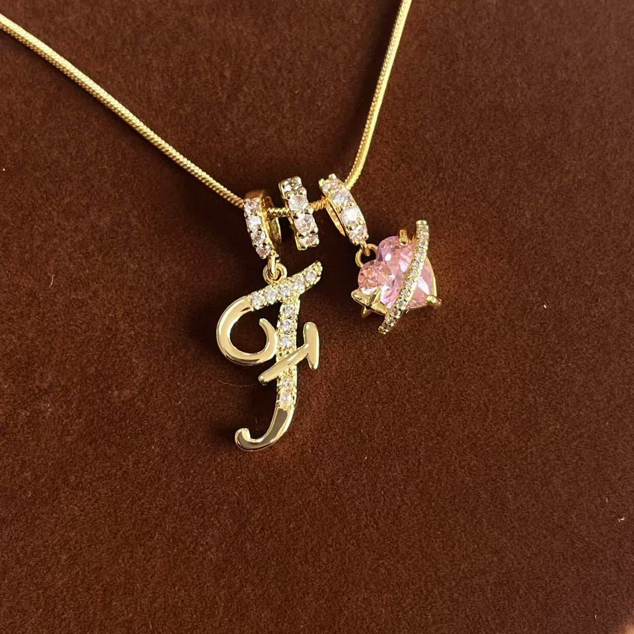 26 Letters Heart 18K Gold Plated Necklace