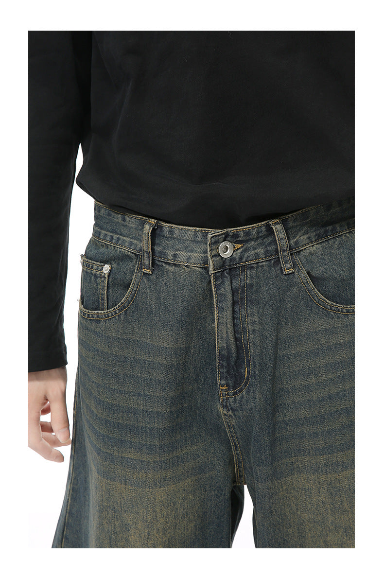 MTLCLOTHES ™ Men's Scimitar Cut Wide Leg Jeans