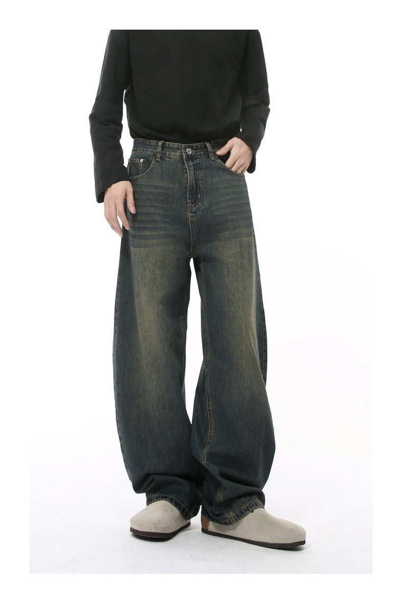 MTLCLOTHES ™ Men's Scimitar Cut Wide Leg Jeans
