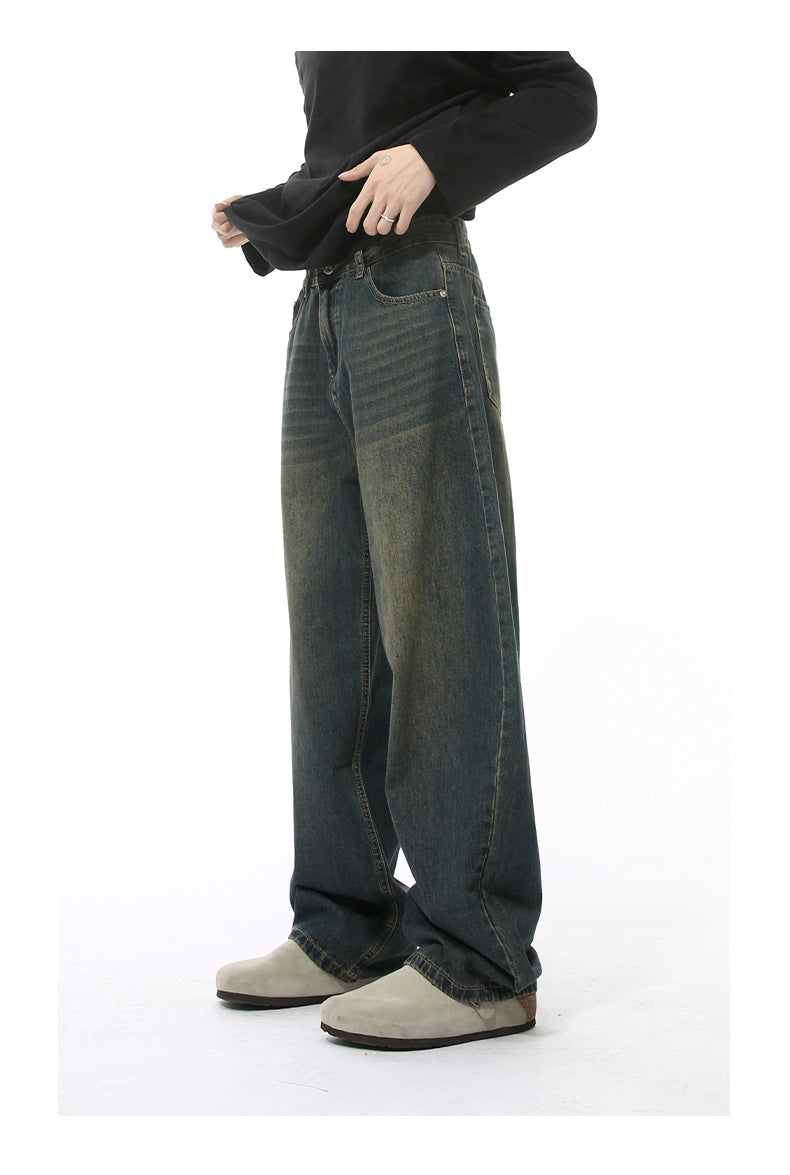 MTLCLOTHES ™ Men's Scimitar Cut Wide Leg Jeans