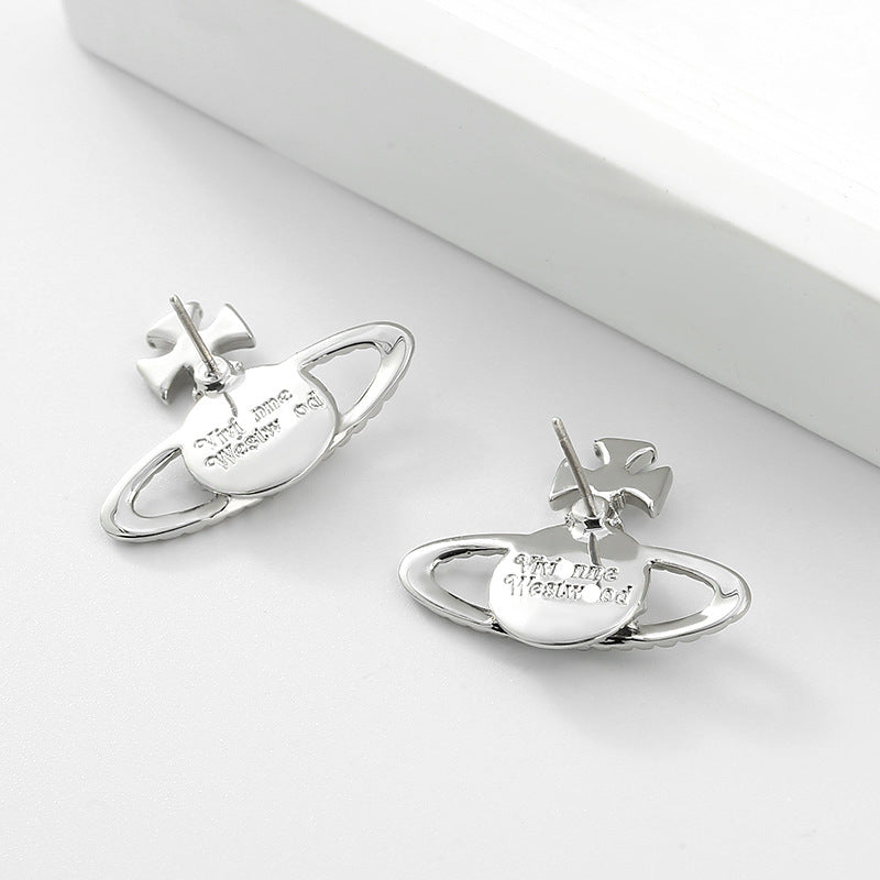 Elegent Saturn Diamond Earrings-S925 Needles
