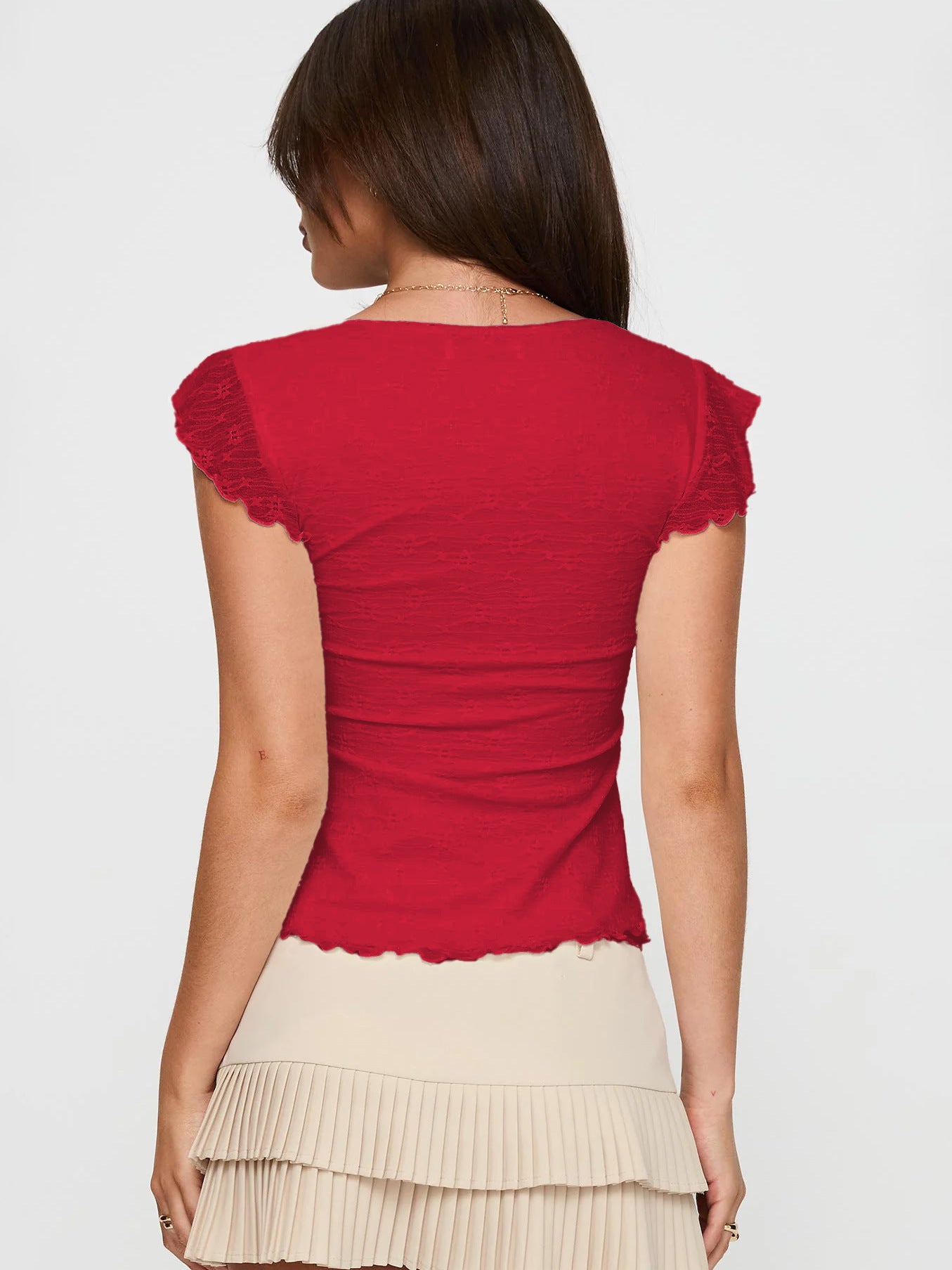 Sweet Ruffled Square - Neck Top