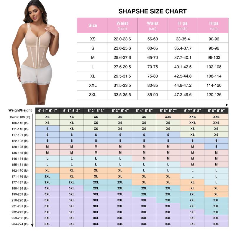 SHAPSHE Waist Shapewear for Women with Bra Tummy Control Girdle Workout Shapewear with Adjustable Shoulder Strap