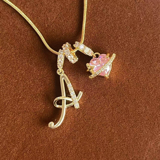 26 Letters Heart 18K Gold Plated Necklace