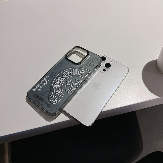 Chrome Hearts Style Silver Shockproof Phone Case