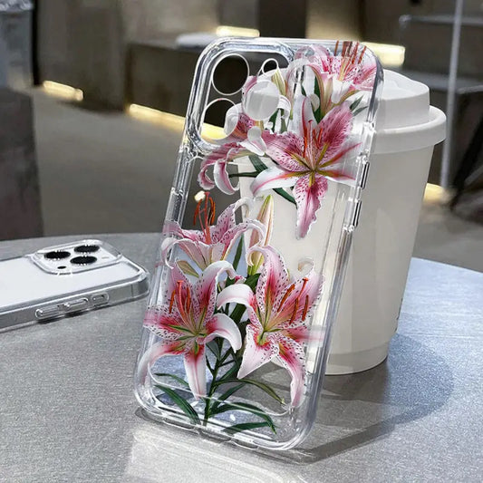 Lily Flower Pattern with iPhone Case for Women Girls